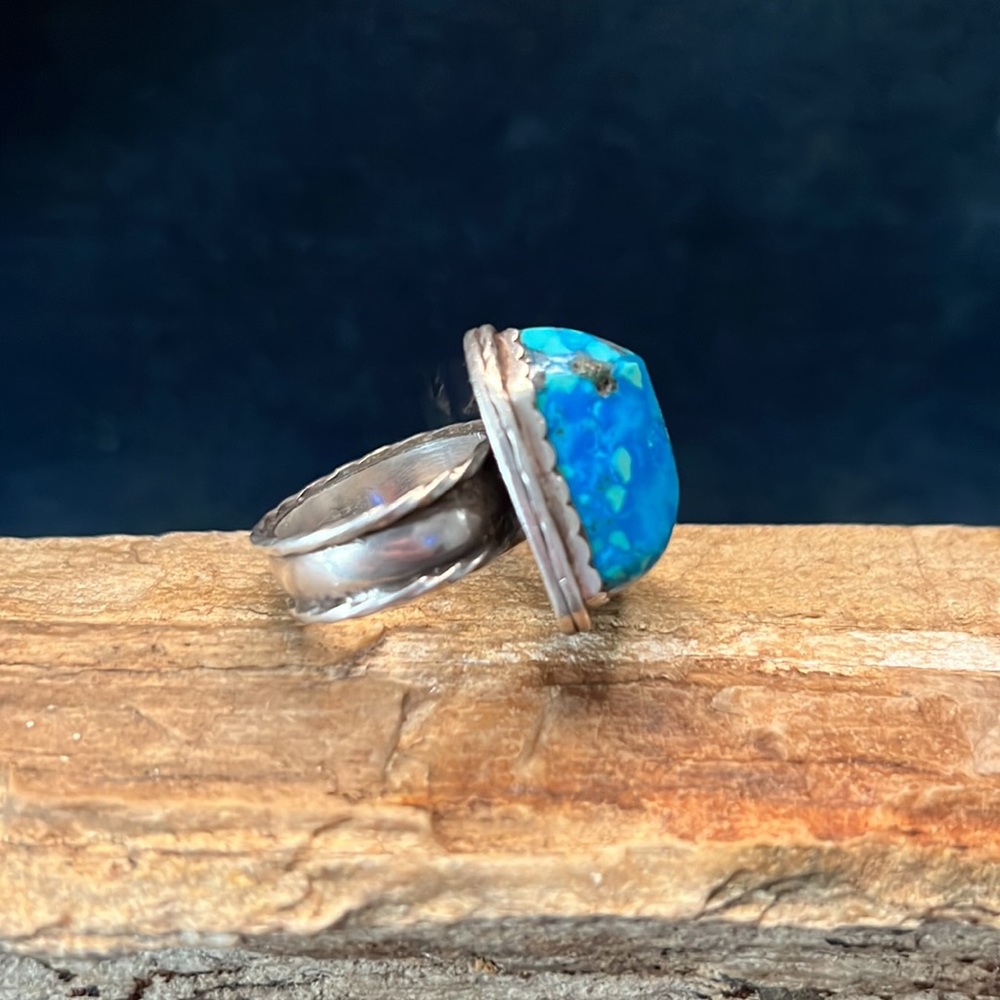 Southwest Sterling Silver Ring with Turquoise Nugget - Picture 5 of 9